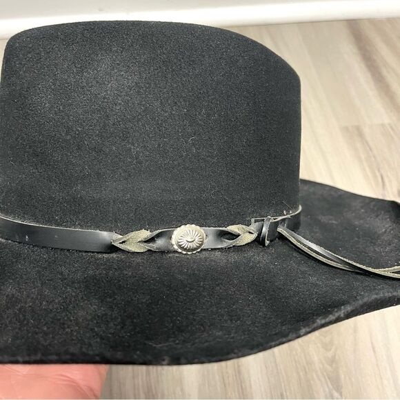 Bailey Cowboy Hat Men’s 7⅜ Tucson Black Wool Blend Satin Lined Belted - Picture 3 of 8